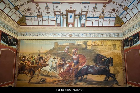 The Triumph of Achilles painting in the Achilleion palace, old town of Corfu, Ionian Islands, Greece-stock-foto
