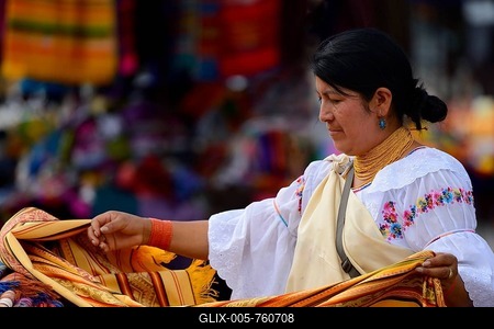 Market woman selling fabrics, Quito, Ecuador, South America-stock-foto