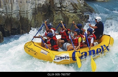 White water rafting on the Rio Tampaon, Huasteca region, Mexico, North America-stock-foto