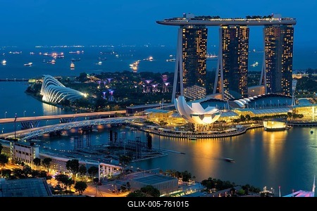 Marina Bay, at night, Singapore-stock-foto