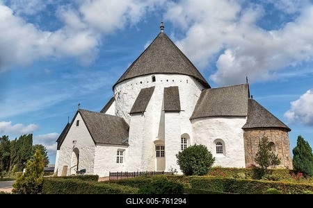 Romanesque Round Church Řsterlars Kirke, Řsterlars, Bornholm, Denmark-stock-foto
