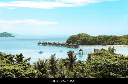 Overwater bungalows in the sea, the South Seas, Malolo Island, Mamanuca Islands, Fiji-stock-foto