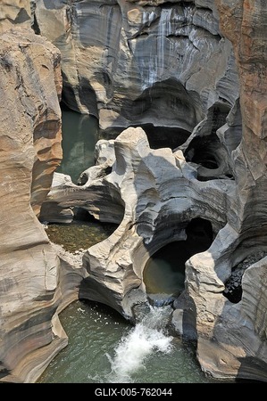Water feature cylindrical potholes, Bourke's Luck Potholes, Blyde River Canyon Nature Reserve, South Africa, Africa-stock-foto