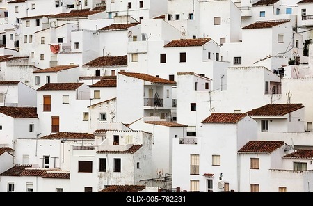 The White Town of Casares clings to a steep hillside, Málaga province, Andalusia, Spain-stock-foto