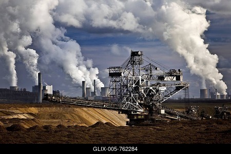 Opencast lignite mine with stacker and power plants, Garzweiler, Jüchen, Rhenish lignite mining area, North Rhine-Westphalia, Germany-stock-foto