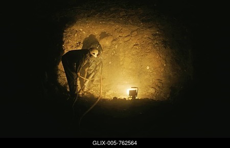 Prospectors in their gold mine, Brooks Range, Alaska, USA-stock-foto