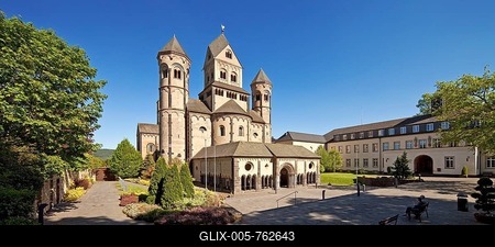 Maria Laach Abbey, Glees, Eifel, Rhineland-Palatinate, Germany-stock-foto