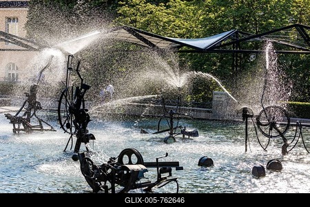 Jean Tinguely's Fasnacht Fountain on Theaterplatz, Tinguely Fountain, Basel, Canton Basel-Stadt, Switzerland-stock-foto
