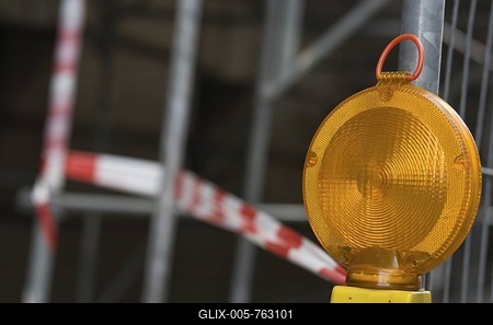 Warning light at a construction site-stock-foto