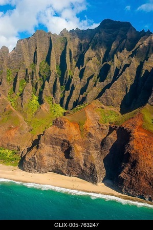 Aerial of the rugged N? Pali Coast, Kauai, Hawaii, USA-stock-foto