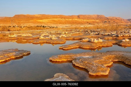 Dead Sea sunrise landscape salt morning water nature trip in Israel-stock-foto