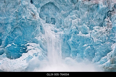 Calving glacier, rim of the Monacobreen Glacier, Liefdefjorden, Spitsbergen, Svalbard Islands, Svalbard and Jan Mayen, Norway-stock-foto