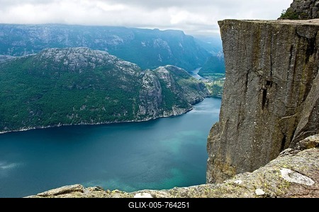 The Lysefjord, the Pulpit Rock on the right, Rogaland, Norway-stock-foto