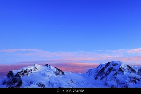 Monte Rosa Mountains with the highest mountain in Switzerland, Pointe Dufour, red evening light, Zermatt, Valais, Switzerland, Europe-stock-foto