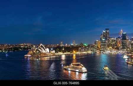 Circular Quay and The Rocks at night, skyline with Sydney Opera House, Opera, Financial District, Banking district, Sydney, New South Wales, Australia-stock-foto