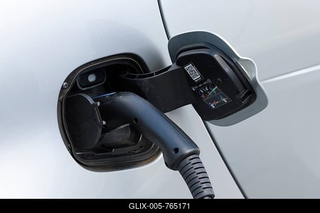 Electric car, electric car charging at the charging station with charging cable, Stuttgart, Baden-Württemberg, Germany-stock-foto