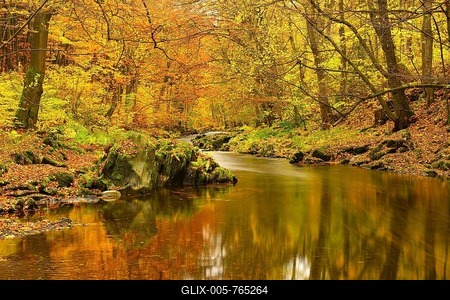 Schwarza River in the autumn, Schwarza valley between Bad Blankenburg and Schwarzburg, Thuringia, Germany-stock-foto