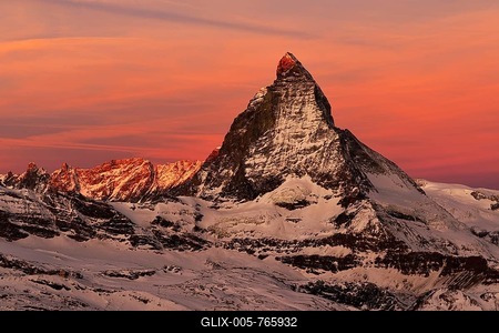 Matterhorn at dawn, sunrise, Valais Alps, Zermatt, Canton of Valais, Switzerland-stock-foto