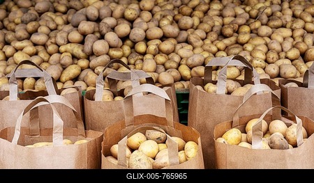 Market stall with German table potato, Klaistow, Brandenburg, Germany-stock-foto