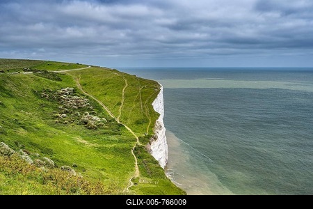 Footpaths along the chalk cliffs of Dover, Kent, English Channel, England, United Kingdom-stock-foto