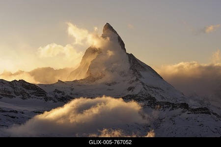 Mt Matterhorn in the light of the setting sun, Zermatt, Valais, Switzerland, Europe, Europe-stock-foto