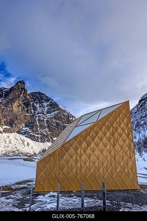 Futuristic public toilet, Senja, Troms, Norway-stock-foto