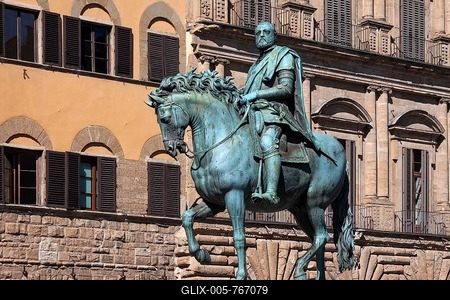 Equestrian statue of Cosimo de Medici, Piazza della Signoria, Florence, Tuscany, Italy-stock-foto