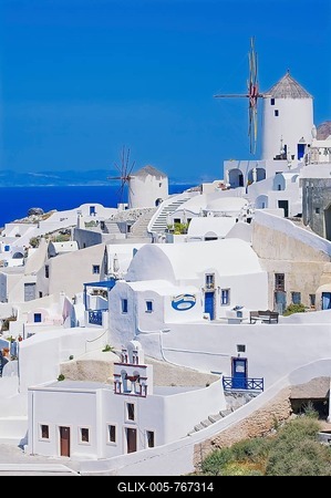 White village, Oia village, Oia, Santorini, Cyclades Islands, Greece-stock-foto