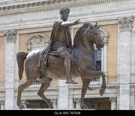 Equestrian statue of Marcus Aurelius, Capitoline Hill, Capitol, Rome, Lazio, Italy-stock-foto