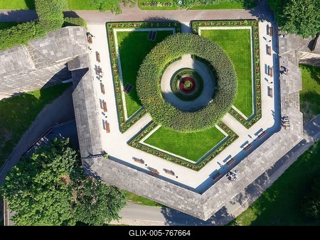Burggarten in lower bastion, aerial photograph, Imperial Castle, Nuremberg, Nuremberg, Central Franconia, Franconia, Bavaria, Germany-stock-foto