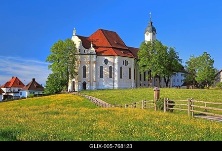 Pilgrimage Church, Wieskirche, Steingaden, Romantic Road, Pfaffenwinkel, Upper Bavaria, Bavaria, Germany-stock-foto
