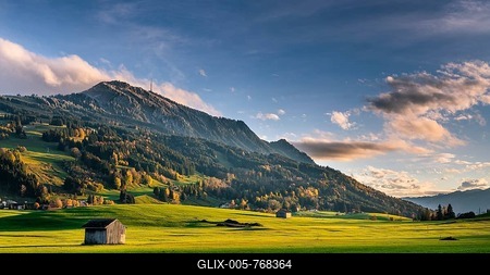 Mountain landscape with mountain Grünten in autumn, Allgäuer Alps, Oberallgäu, Bavaria, Germany-stock-foto