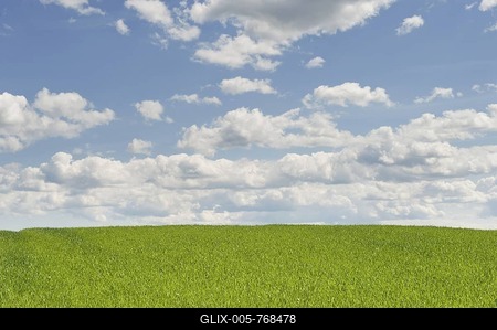Green field and blue sky, Bucklige Welt, Lower Austria, Austria, Europe-stock-foto