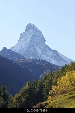 Matterhorn in an autumnal area, Zermatt, Valais, Switzerland, Europe-stock-foto