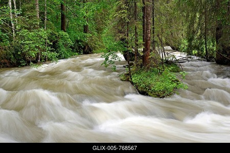 Schwarzwasserbach, torrential mountain stream after heavy rain, Schwarzwassertal, Kleinwalsertal, Vorarlberg, Austria-stock-foto