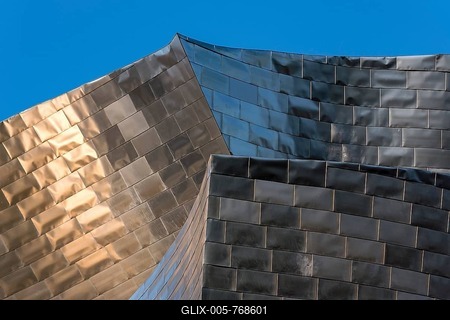 Architectural detail, Guggenheim Museum Bilbao, Spain-stock-foto
