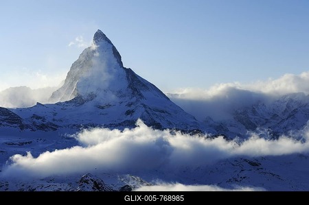 Mt. Matterhorn, shrouded in clouds, Zermatt, Valais, Switzerland, Europe-stock-foto