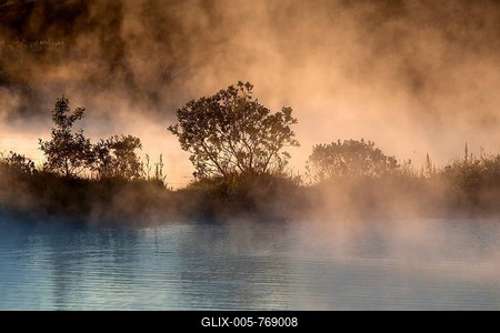 Hot spring, thermal lake, evening light, near Husavik, Iceland-stock-foto