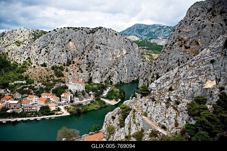 Omis, an old town at the Adriatic coast, Croatia, Europe-stock-foto