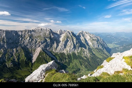 View from Schneibstein to Hohen Göll and the Salzburger Land, Berchtesgaden National Park, Berchtesgaden, Bavaria, Germany-stock-foto