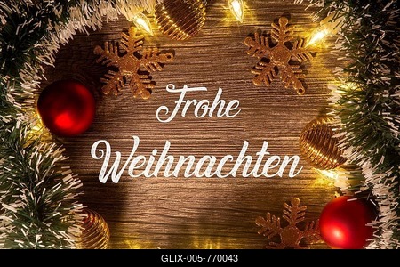 Christmas greetings: lettering FROHE WEIHNAHCHTEN with Christmas decorations-stock-foto