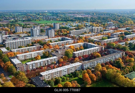 Aerial view Mümmelmannsberg, housing estate, rent, house, apartment building, multi-family house, autumn, autumn leaves, Billstedt, Hamburg-stock-foto