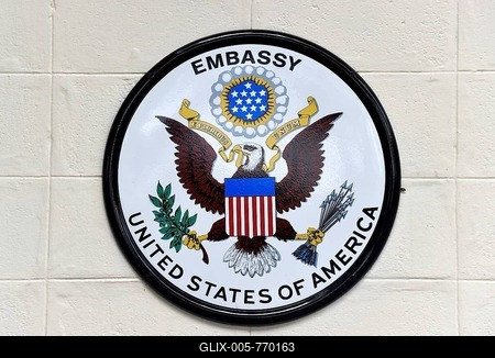 Logo of the American Embassy, ??Bangkok, Thailand-stock-foto