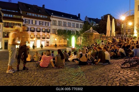 Augustinerplatz square, Freiburg im Breisgau, Baden-Wuerttemberg, Germany, Europe-stock-foto