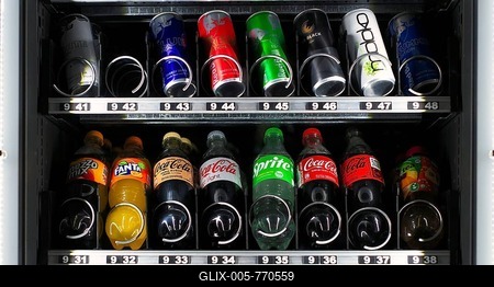 Vending machine for soda, soft drinks, bottles and cans, Fanta, Coca-Cola, Sprite, Red Bull, Stuttgart, Baden-Württemberg, Germany-stock-foto