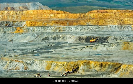 Copper ore mining in open-cast mining, Erdenet Mining Corporation EMC, Erdenet Copper Mine, Erdenet, Mongolia-stock-foto