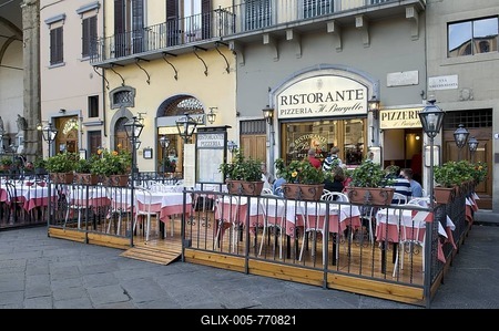 Restaurant on the Piazza della Signoria square, Florence, Tuscany, Italy, Europe-stock-foto