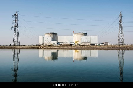 Fessenheim Nuclear Power Plant, on the Rhine River, Fessenheim, Alsace, France-stock-foto