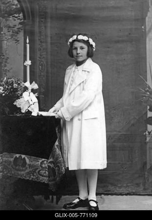 First Communion child 1932, Upper Bavaria, Germany, Europe-stock-foto