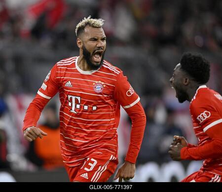 Goal celebration Eric Maxim Choupo-Moting FC Bayern Munich FCB (13) Alphonso Davies Bayern FC Munich FCB (19) CL, Champions League match, Allianz Arena, Munich, Bayern, Germany-stock-foto
